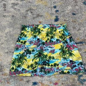 Forever 21 Yellow Tropical Palm Print Mini Skirt